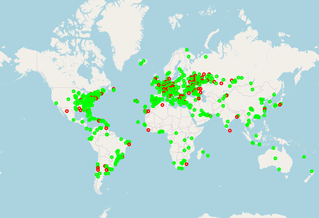 Last 1000 QSOs map (preview)